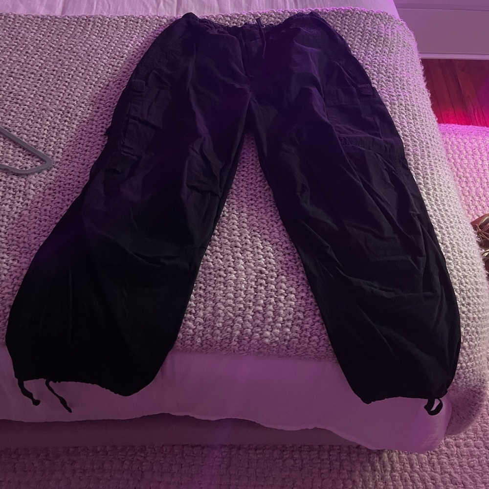 Jaded London black parachute pants